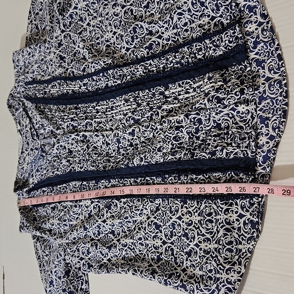 Great Northwest Womens Size XL Blue Pin Tuck Lace Accent Button Down Peasant Top - Picture 12 of 14